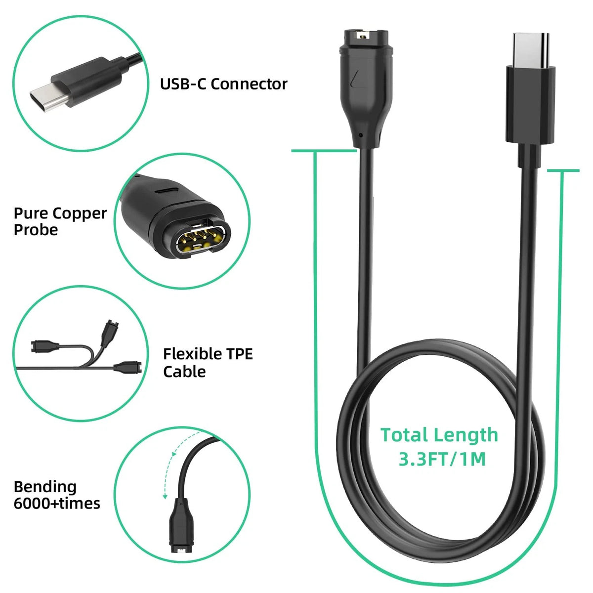 USB C Charger for Garmin Watch (Compatible)