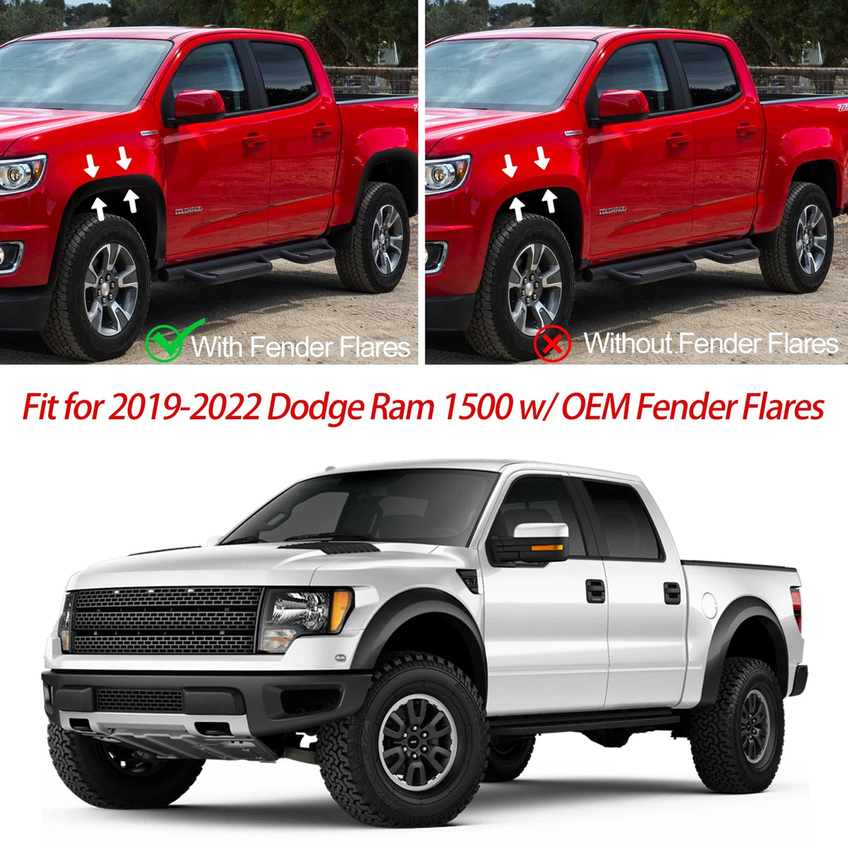 Set of 4 Mud Flaps for Dodge Ram 1500 (2019–2024)
