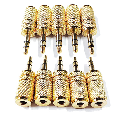 10 Pack 3.5mm Stereo TRS Male to Mono TS Female Audio Adapter