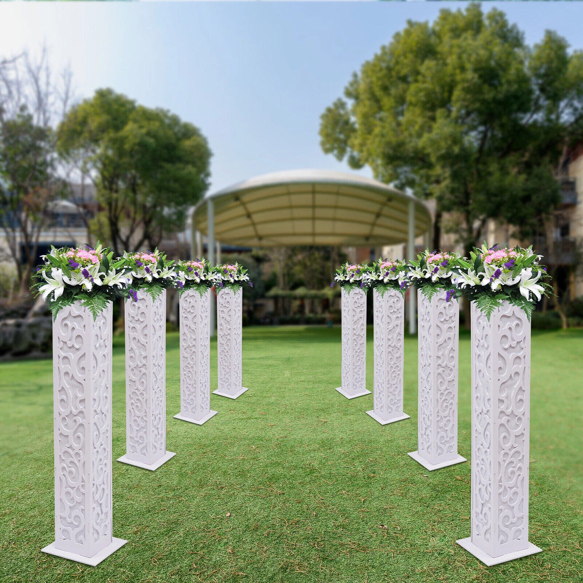 8Pcs Set LED White Roman Pillars for Wedding Decor