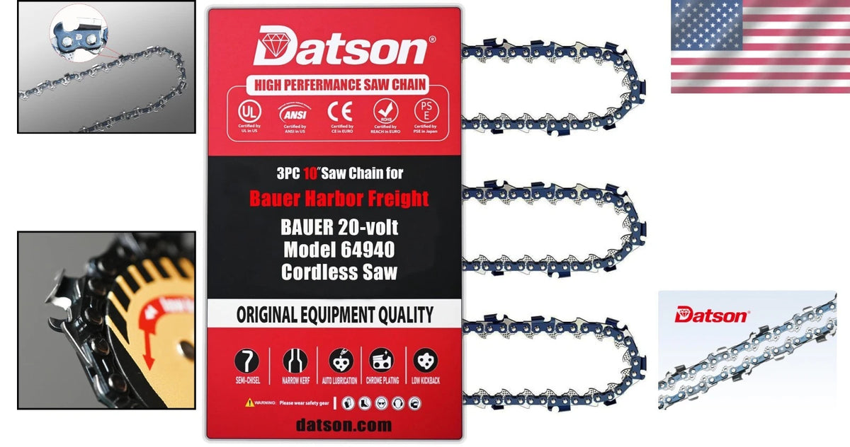 10-Inch Replacement Chains for BAUER 20V Cordless Chainsaw