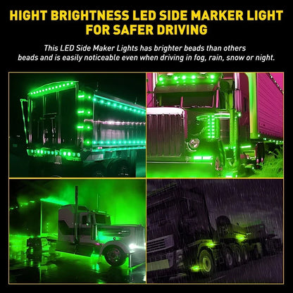 LED Strobe & Steady Marker Lights 3/4" Green (10X) for EV