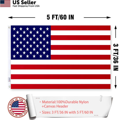 3x5 Embroidered US Flag - Double Sided Outdoor Flag