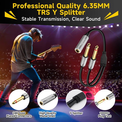 1/4 inch TRS Stereo Splitter Y Adapter for