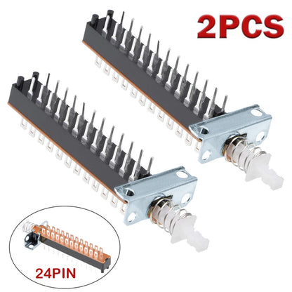 2X Self-Locking Push Button Switch 8PDT 8 Pole 24 Pin for Automotive