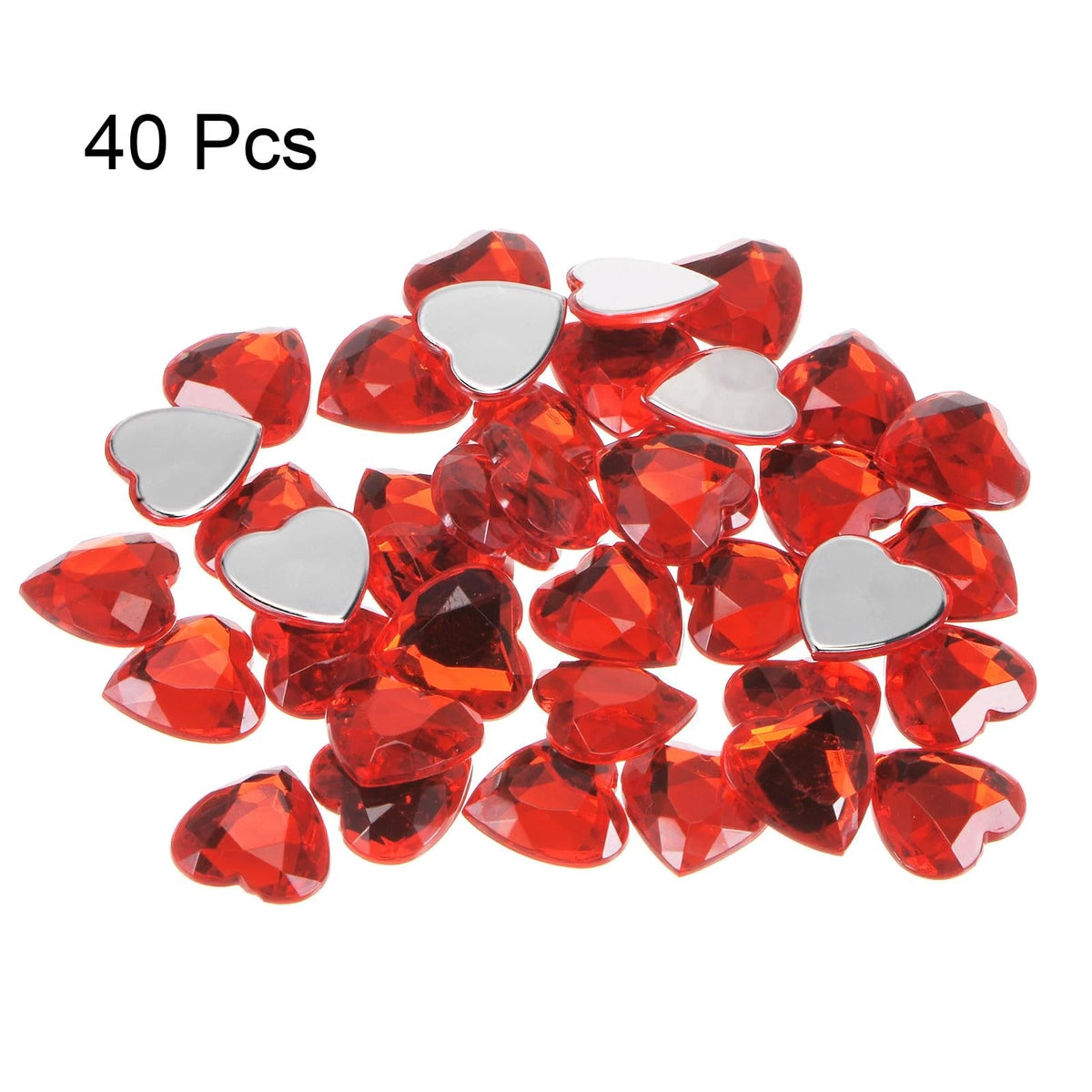 40 Pcs Acrylic Heart Rhinestone Flat Back 20mm for Crafts