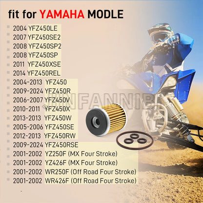 Oil Filter Kit with O-Rings for Yamaha WR250F YZ250F (2001–2002) 5D3-13440-02-00, 5D3-13440-09-00, 93210-07135-00, 93210-47675-00