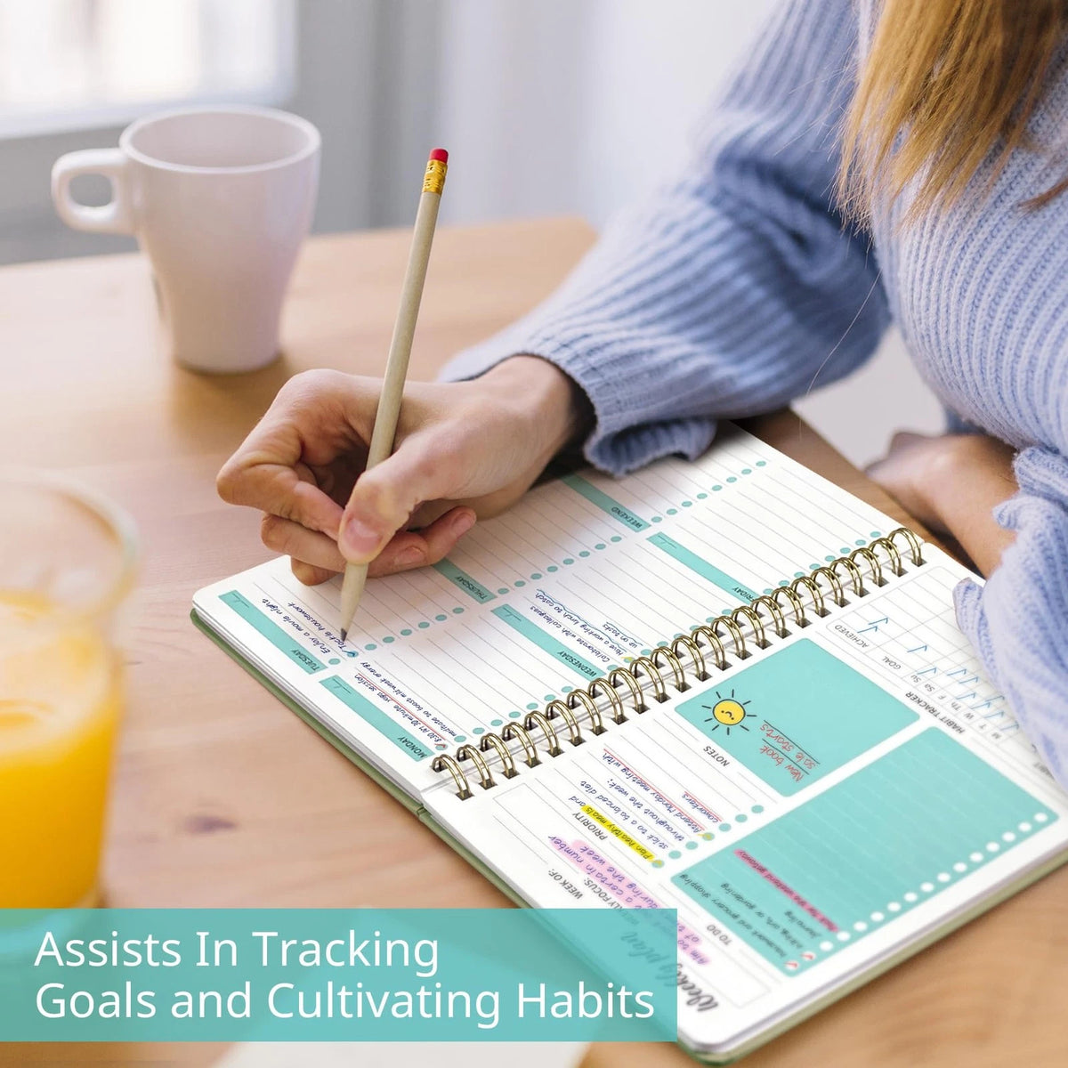Weekly Planner Notebook with Goal & Habit Tracker
