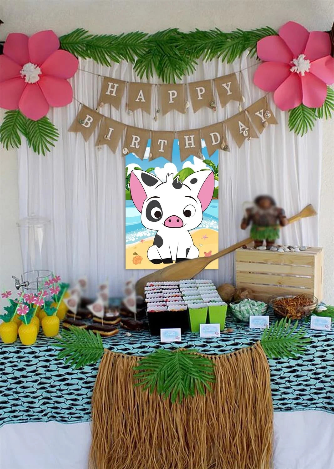 Pin the Nose on Pig Game for Moana Party Decorations (Kids)