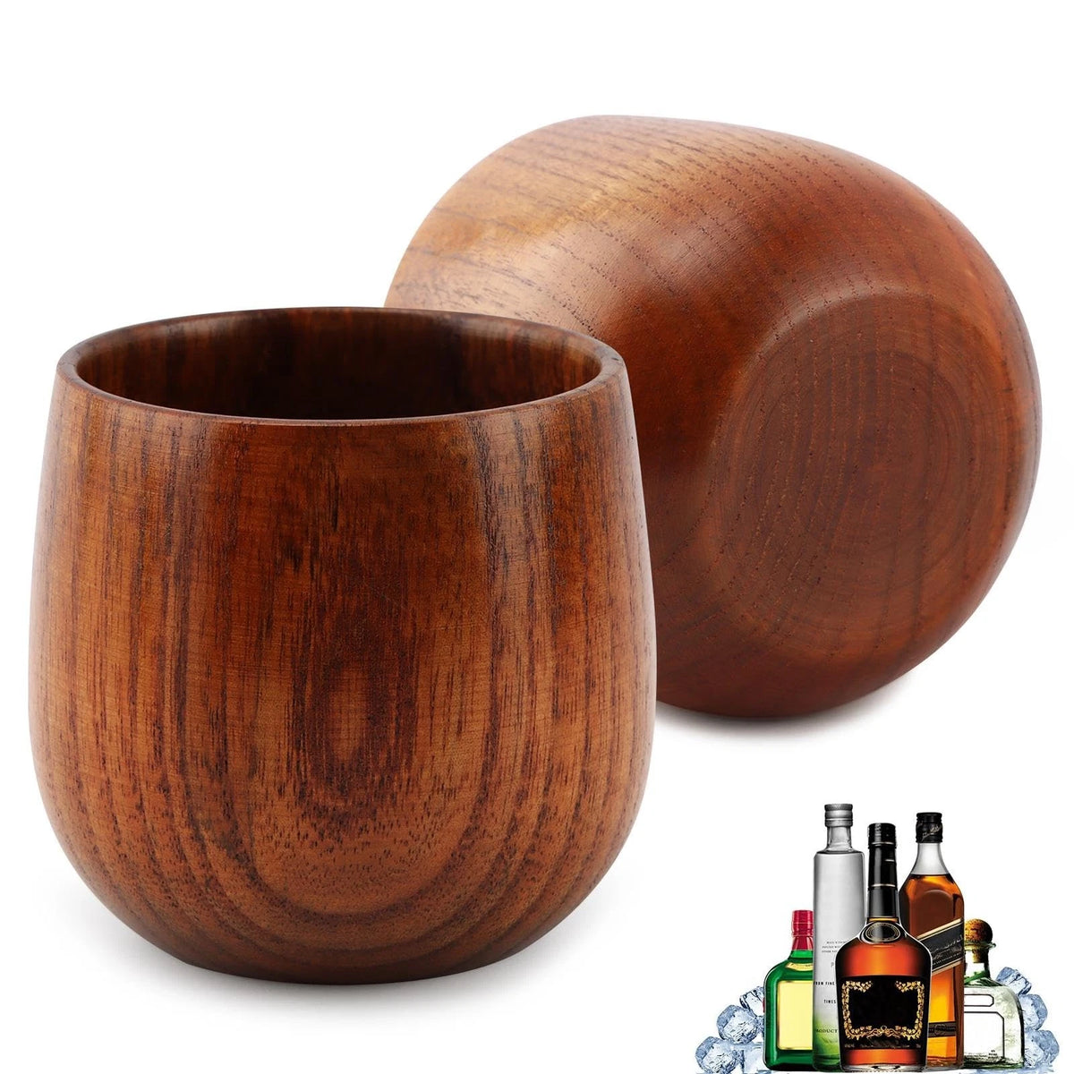 2X Charred Wooden Bourbon Drinking Glass for Whiskey Tumbler (Small)
