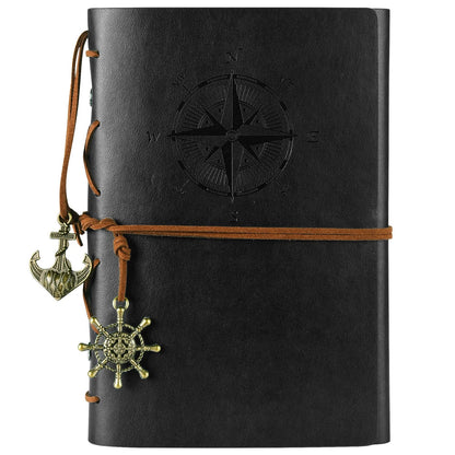 Leather Journal Notebook for Vintage Spiral Refillable Black
