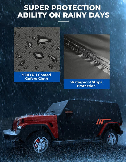 Waterproof 4-Door Cab Cover for Wrangler JK JL Unlimited (2007–2026)