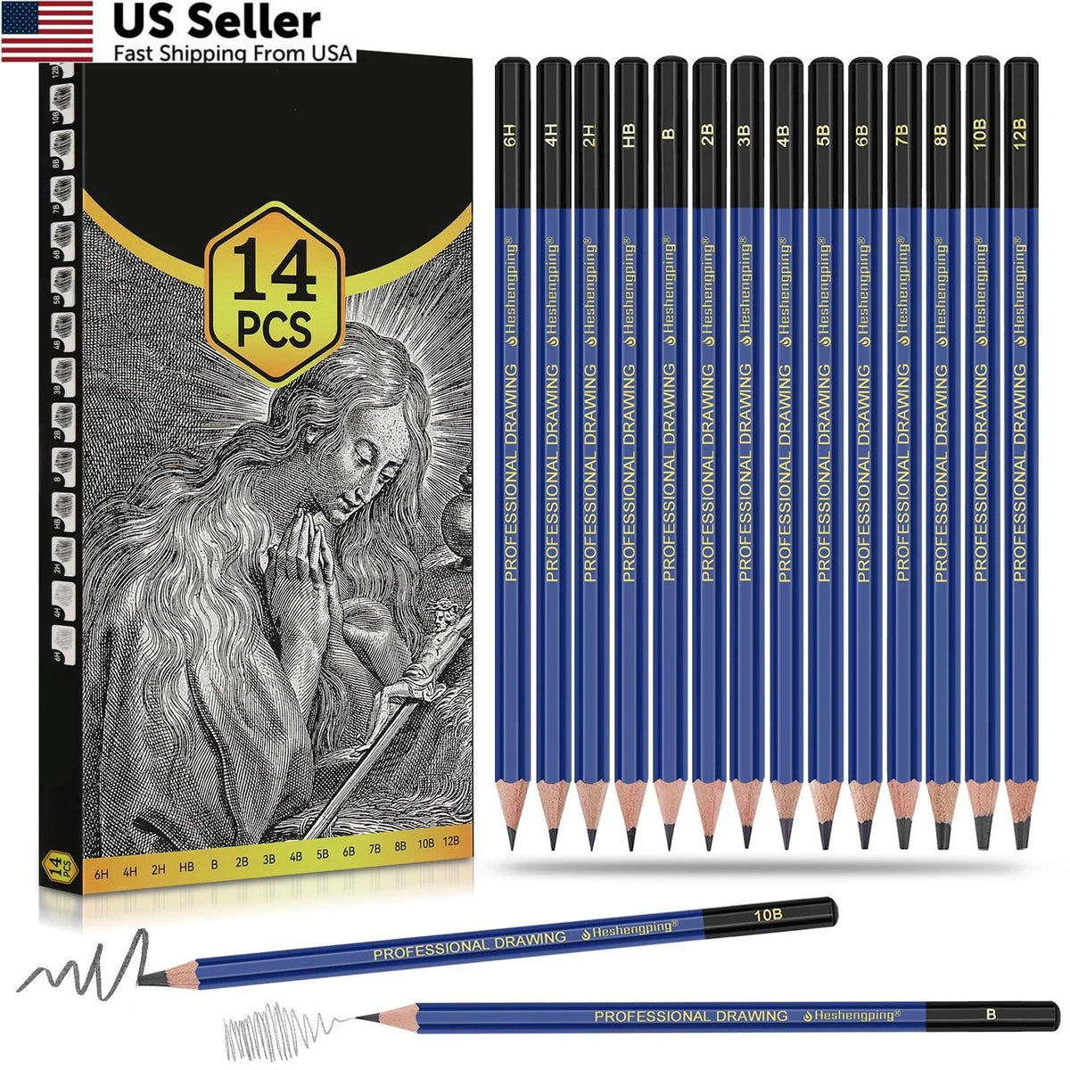 14 PCS Drawing Sketching Graphite Pencil Kit for Artists