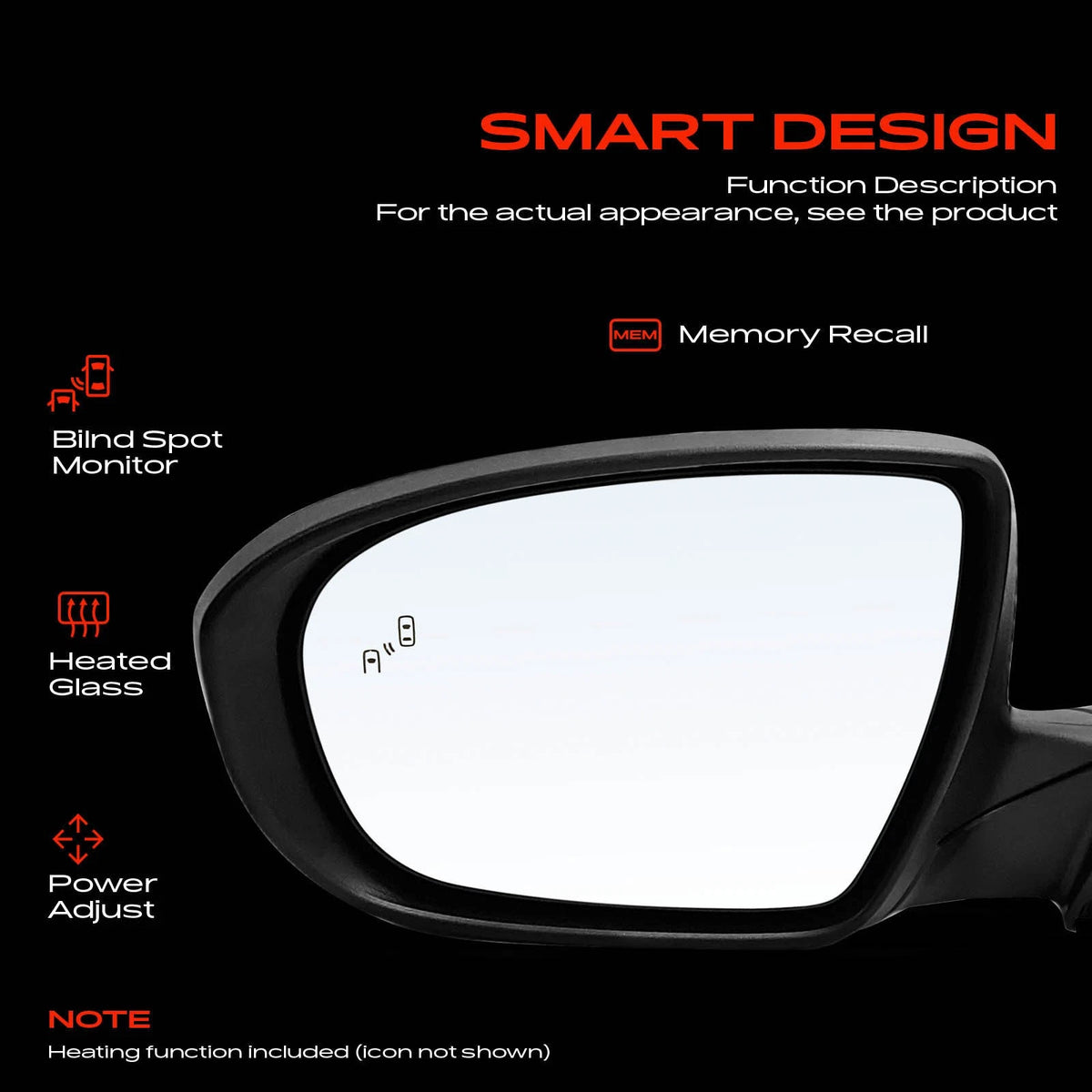 Driver Power Mirror for Kia Optima (2014–2015) - 876104C540, KI1320206