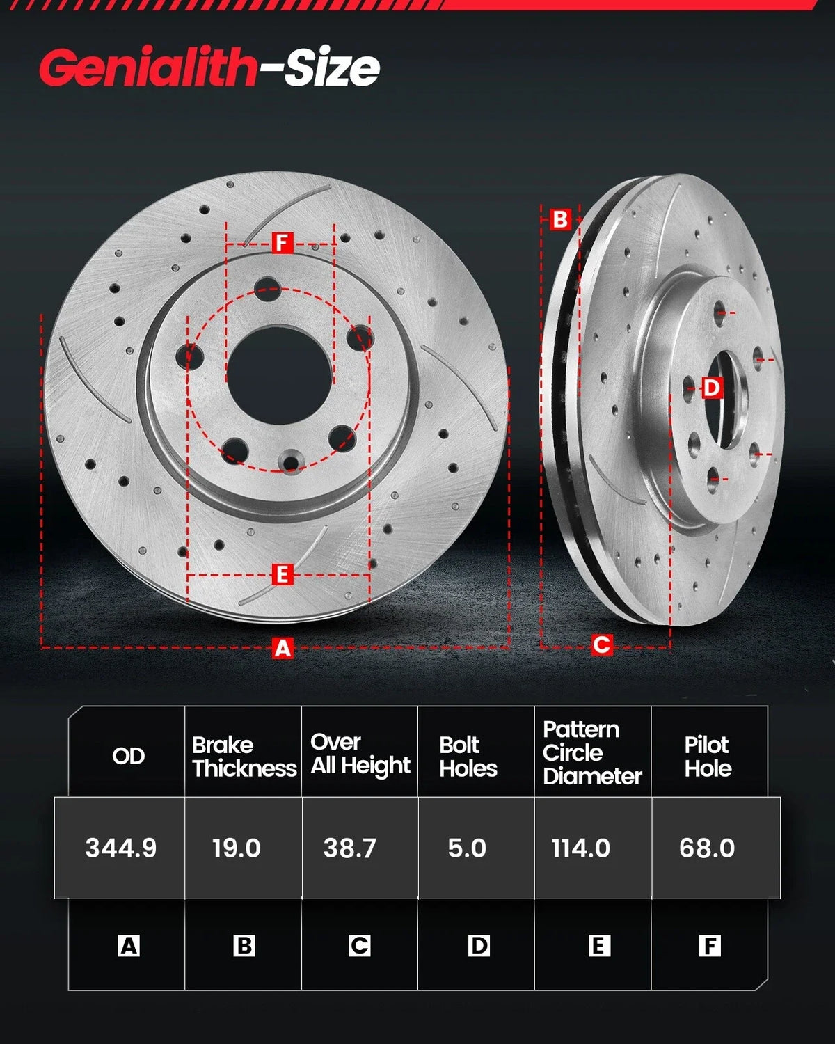 Rear Rotors & Ceramic Brake Pads Kit for Ford Taurus Explorer Flex (2008–2019)
