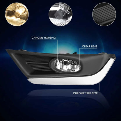 Fog Lights with Clear Lens and Chrome Bezel & Switch for Honda CR-V 2017-2018