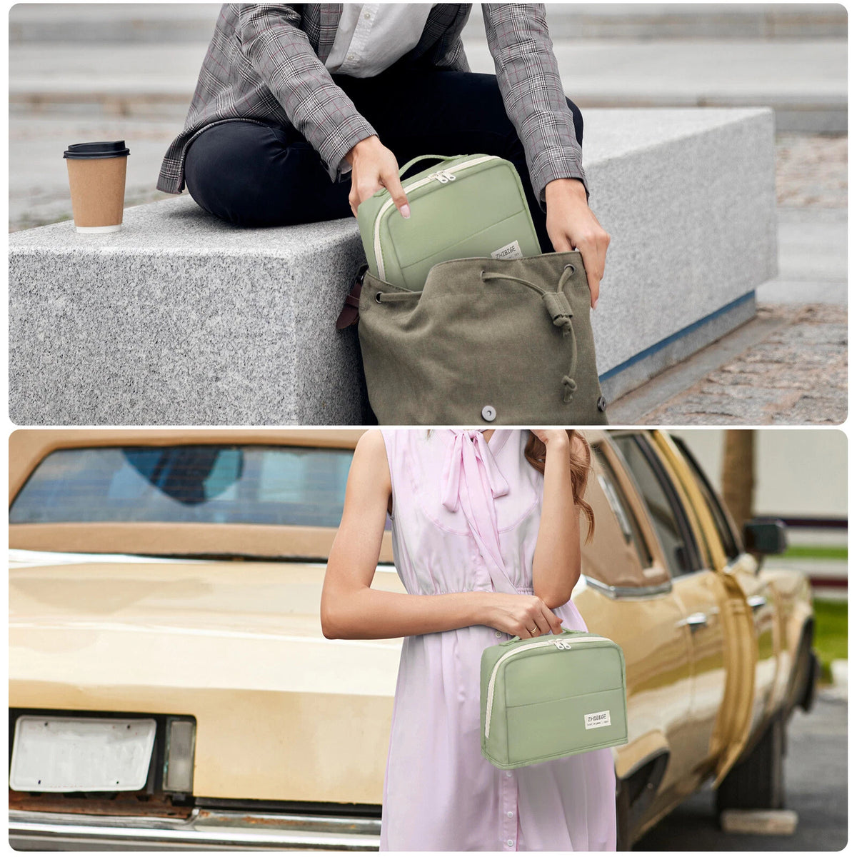 Large Pencil Case Portable Organizer Makeup Bag with Handle - 3 Colors