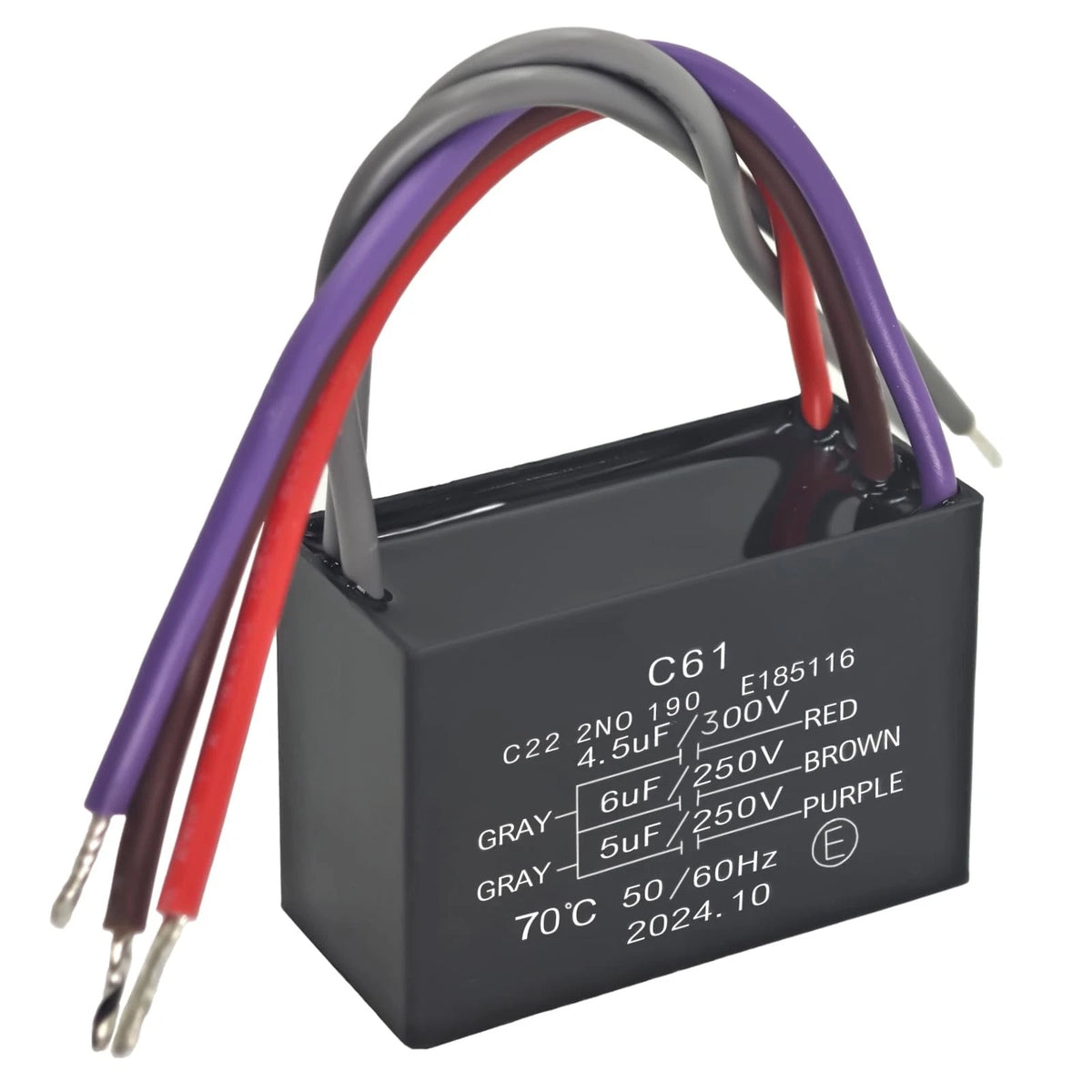 5 Wire Ceiling Fan Capacitor for Ceiling Fans (250VAC 4.5uF+5uF+6uF)