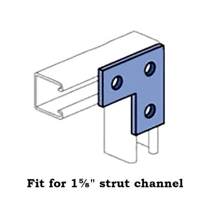 6 Pack Strut Flat L Bracket Hardware for Strut Channel 1-5/8" 3/16" Thick