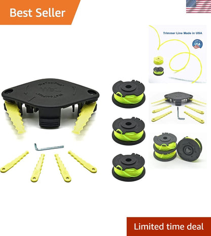 Dual Blade Heavy Duty Trimmer Head with .080" Line Spools for Ryobi