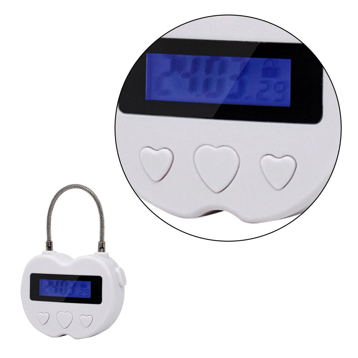 1X White Time Lock LCD Display Timer for Travel