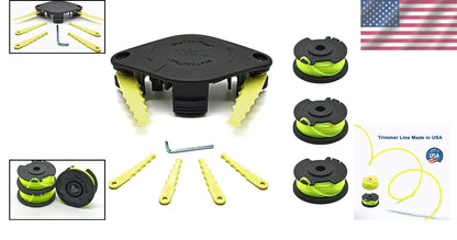 Dual Blade Heavy Duty Trimmer Head with .080" Line Spools for Ryobi