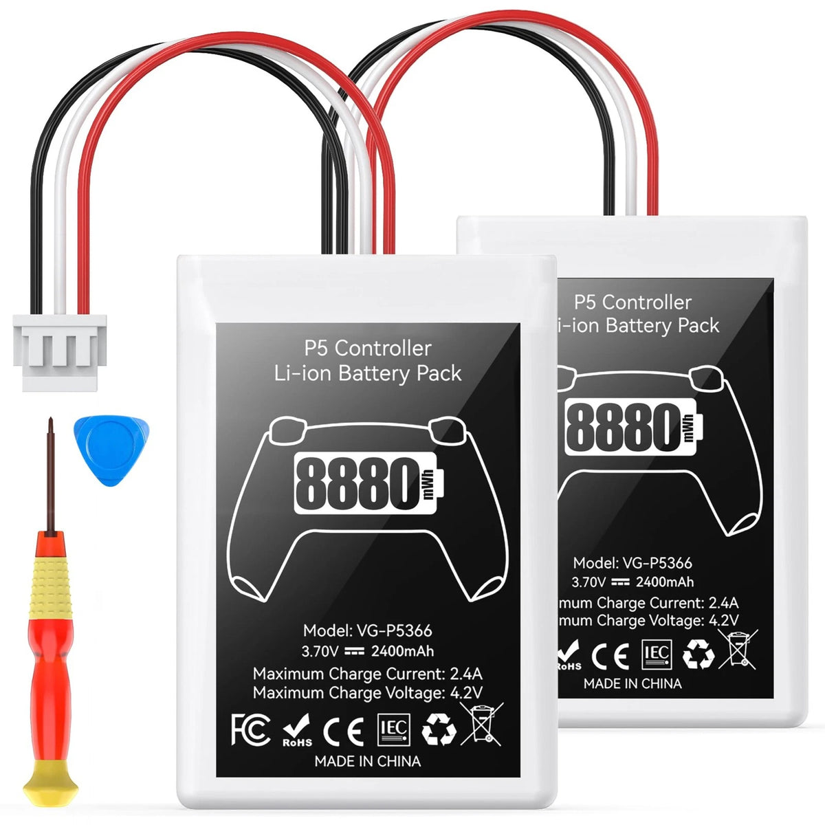 2X PS5 Controller Battery Replacement 8880mWh
