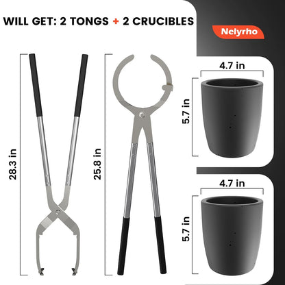 6 Crucible Tongs Set for Lifting and Pouring