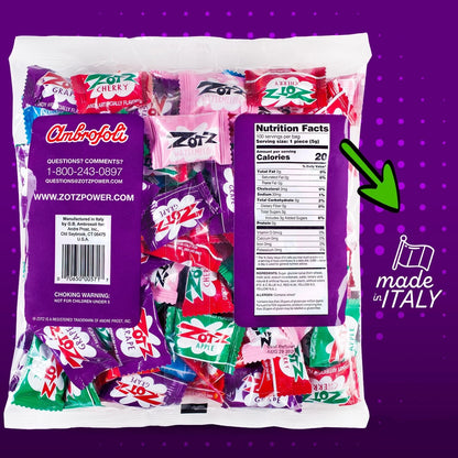 Fizzy Sour Candy Bulk - Retro Italian Hard Candy (Individually Wrapped)
