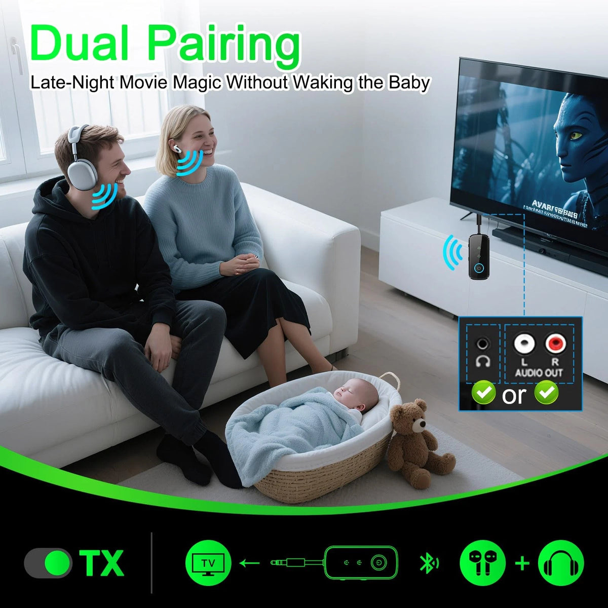 Bluetooth 5.4 Transmitter Receiver for Airplane Audio
