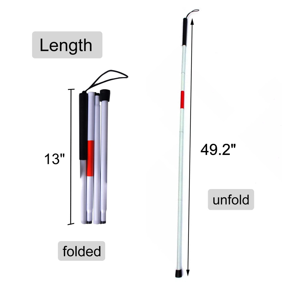 Folding Blind Cane Reflective Red for (Pack of 1)