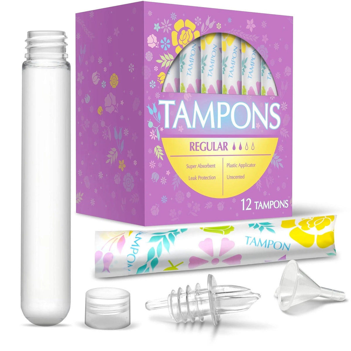 12 Pack Tampon Flasks for Hidden Alcohol (1.5 oz, Clear)