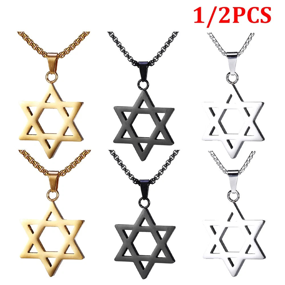 Star of Necklace Jewish Hexagram Pendant for Unisex (1/2X)