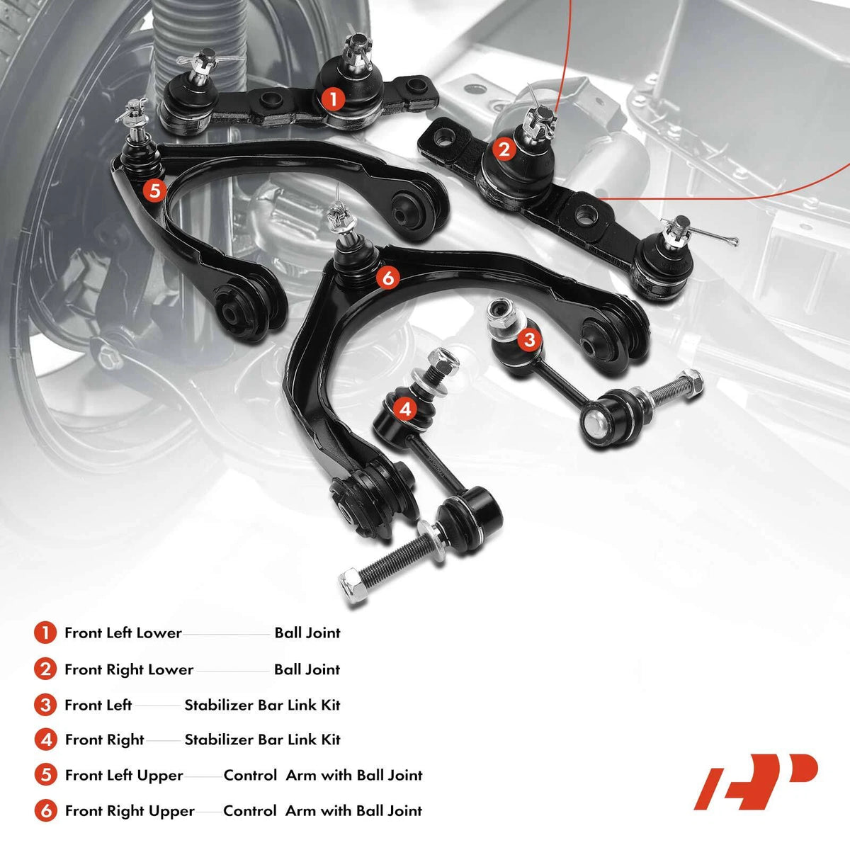 Set of 6 Front Control Arms w/ Ball Joints for Lexus GS300 GS430 (1998–2005)