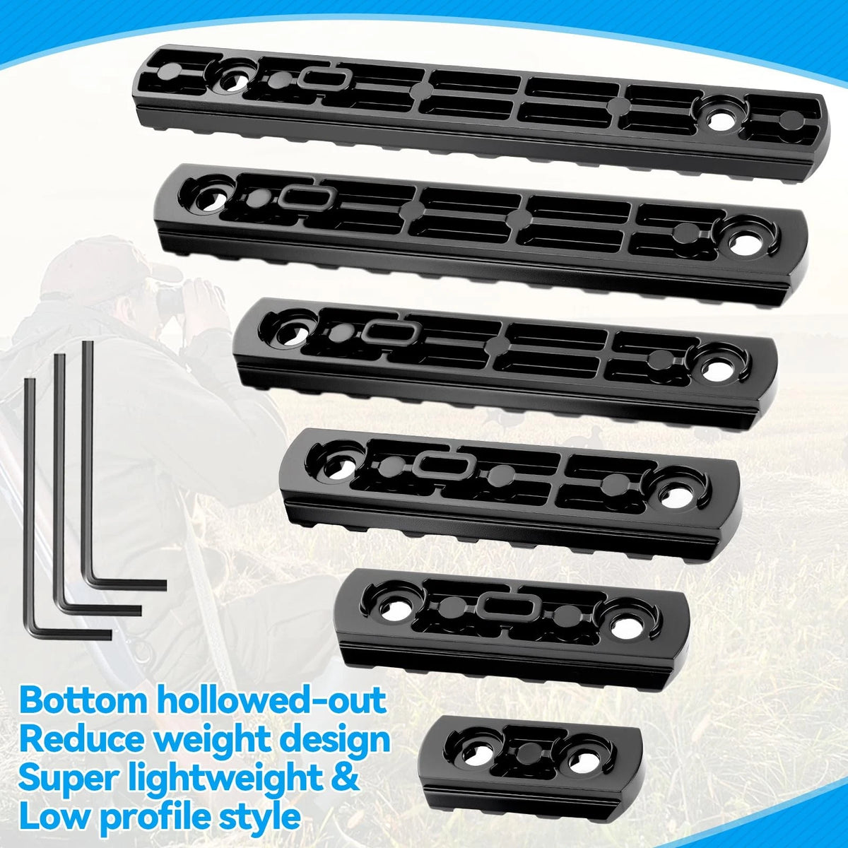 6-Pack Picatinny Rail Section Adapter for Universal Use