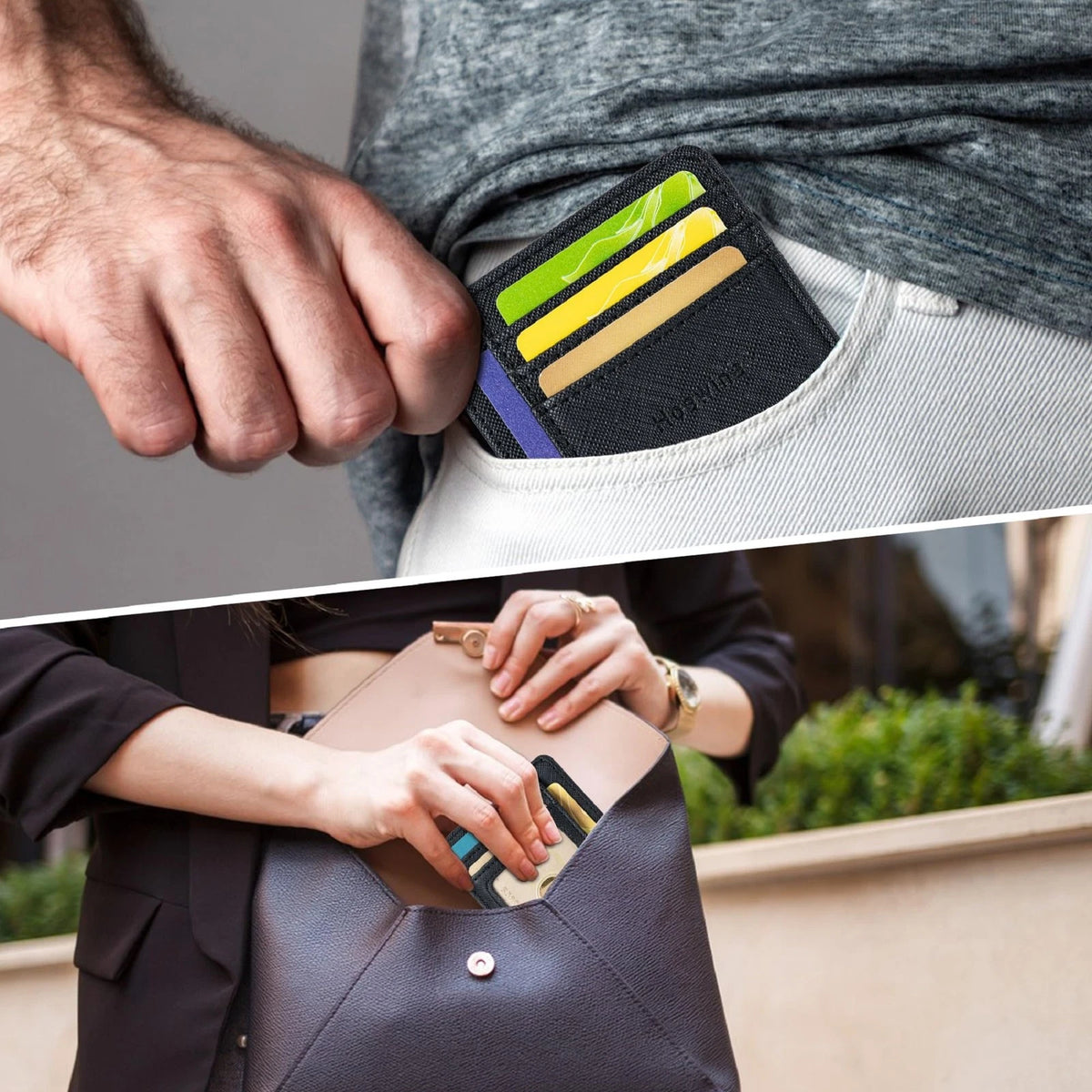 Slim Wallet for Men, Minimalist RFID Blocking Leather Wallet
