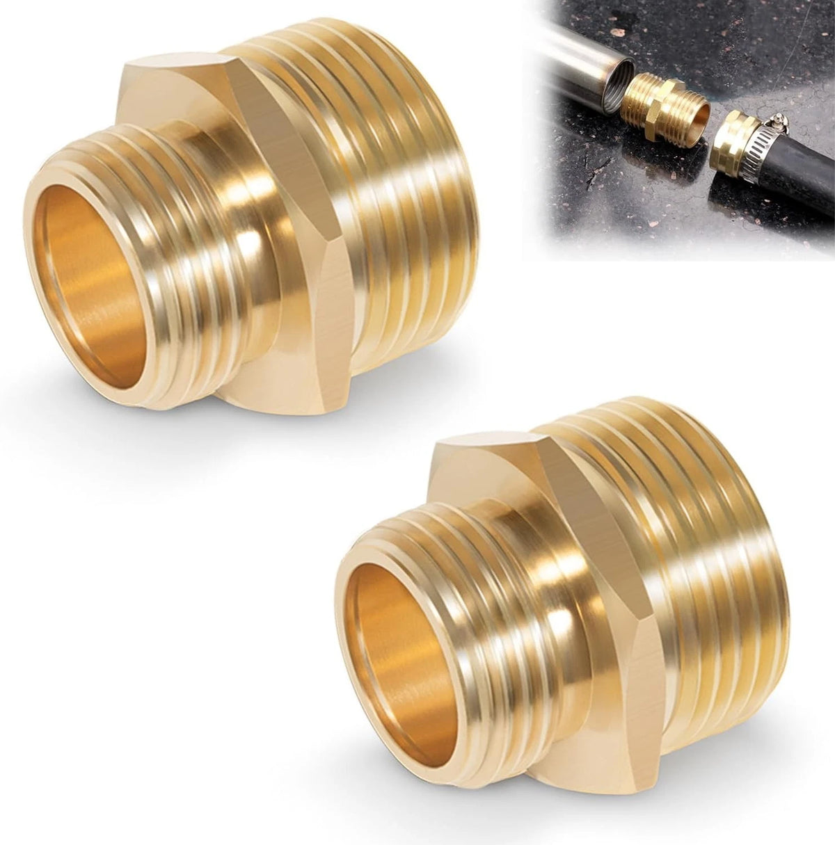 3/4" GHT Male to 1" NPT Male Brass Adapter for Garden Hose Connector