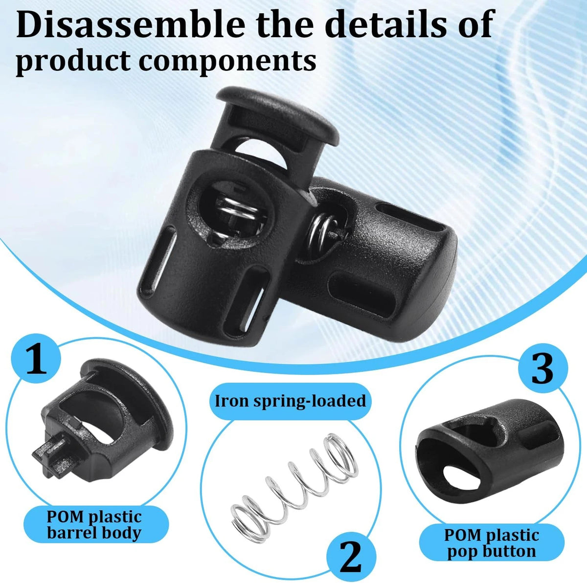 10pcs Paracord Cord Locks for Drawstring (Plastic Lock Black)