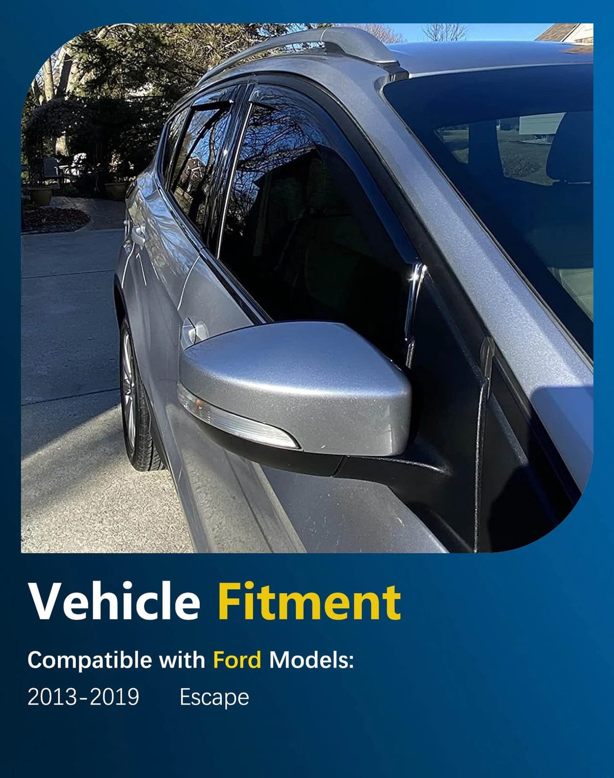 Set of 4 InChannel Rain Guards for Ford Escape (2013–2019)