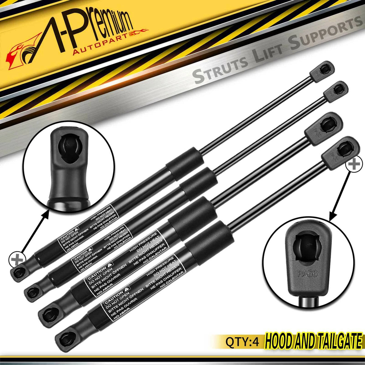 Set of 4 Lift Supports Struts for Audi A8 Quattro (2004–2017) 4E0827551C, 4E0823359D