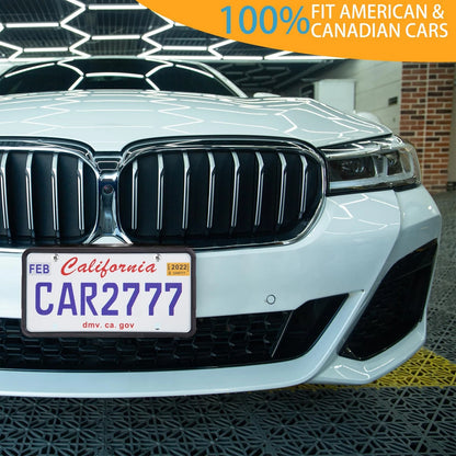 2X Matte Black Silicone License Plate Frames for Universal Fit