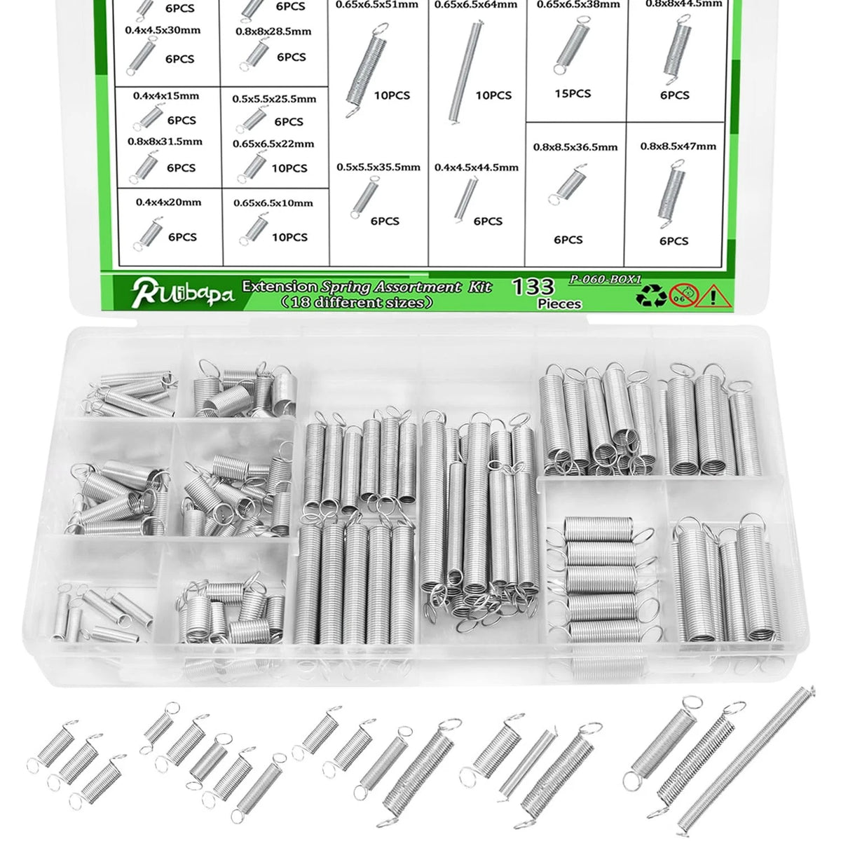 133 PCS Extension Spring Assortment Kit for Various Applications (No Specific Years)