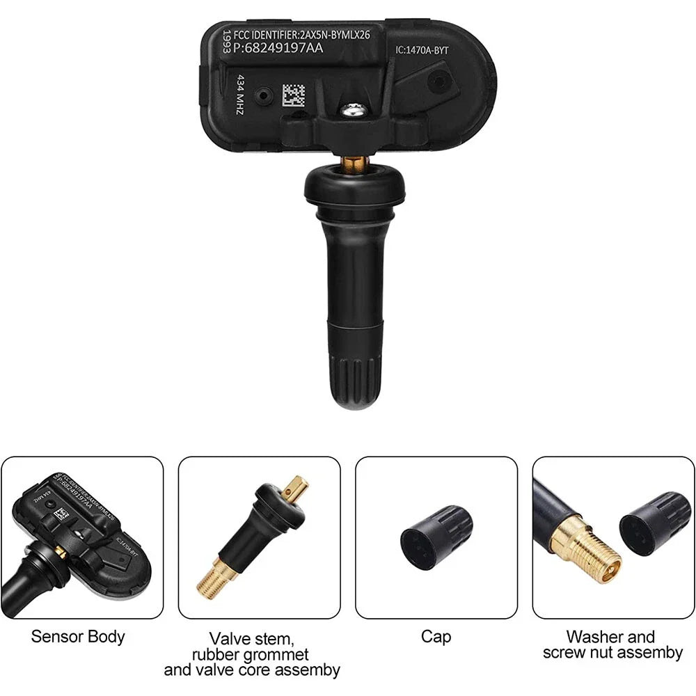 Set of 4 Tire Pressure Sensors TPMS 68249197AA for RAM 1500 2500 3500 (2014–2020)