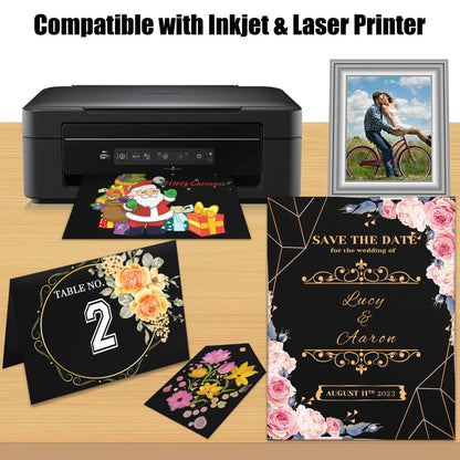 25 Sheets Black Cardstock Paper 8.5" x 11"