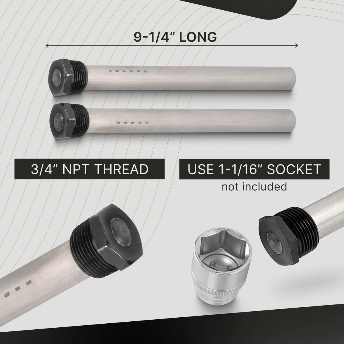 Set of 2 Anode Rods for RV Water Heater (Camper)