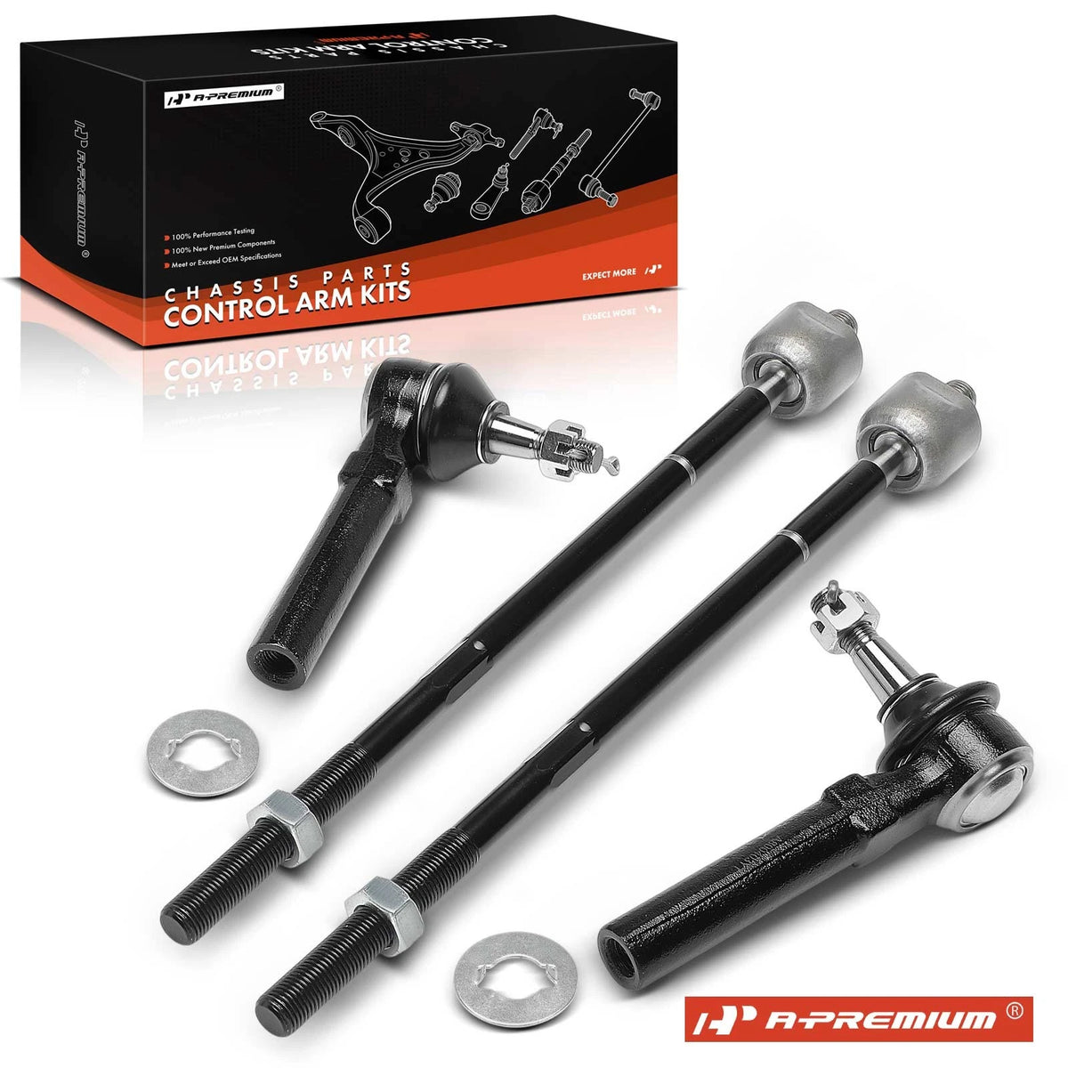 Set of 4 Front Inner & Outer Tie Rod Ends for Jeep Commander (2006–2007) - 52090488AD, 68000400AB, 5143555AA, 5143555AB, 5143555AC, ES80643, ES80644, EV800467