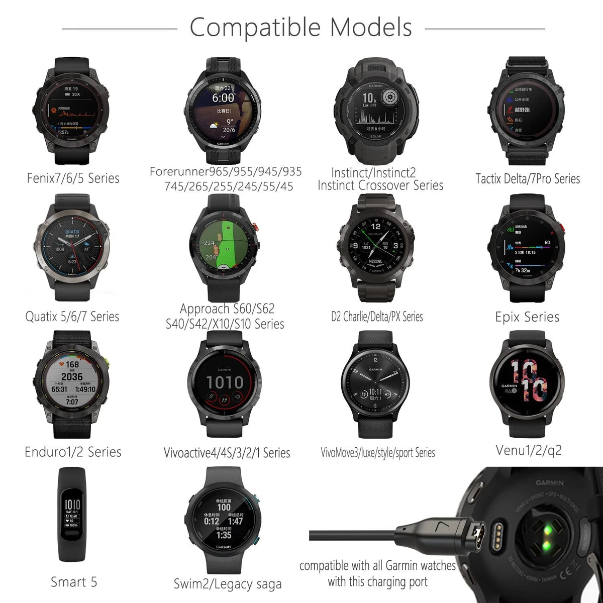 USB C Charger for Garmin Watch (Compatible)