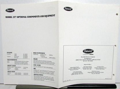1987 Peterbilt Model 357 Specifications Brochure