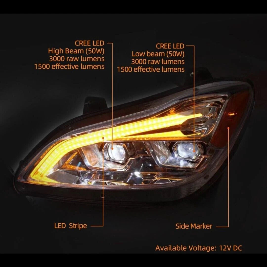 LED Headlight Blackout Driver Side for Kenworth T680 (2023–2023) AGO-01-350107LH
