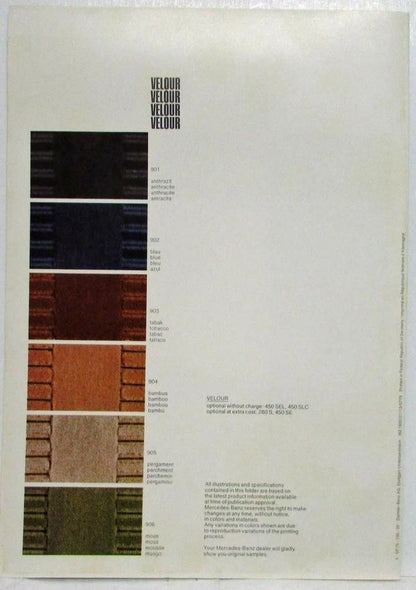 Mercedes-Benz Dealer Sales Brochure Interior Options for 1976